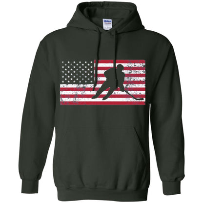 Hockey T-shirt American Flag Usa Patriotic Ice Skating Forest Green
