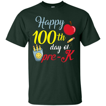 Kindergarter T-shirt Happy 100th Day Of Pre-k Forest Green