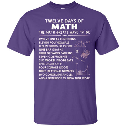 Math T-shirt Twelve Days Of Math Purple