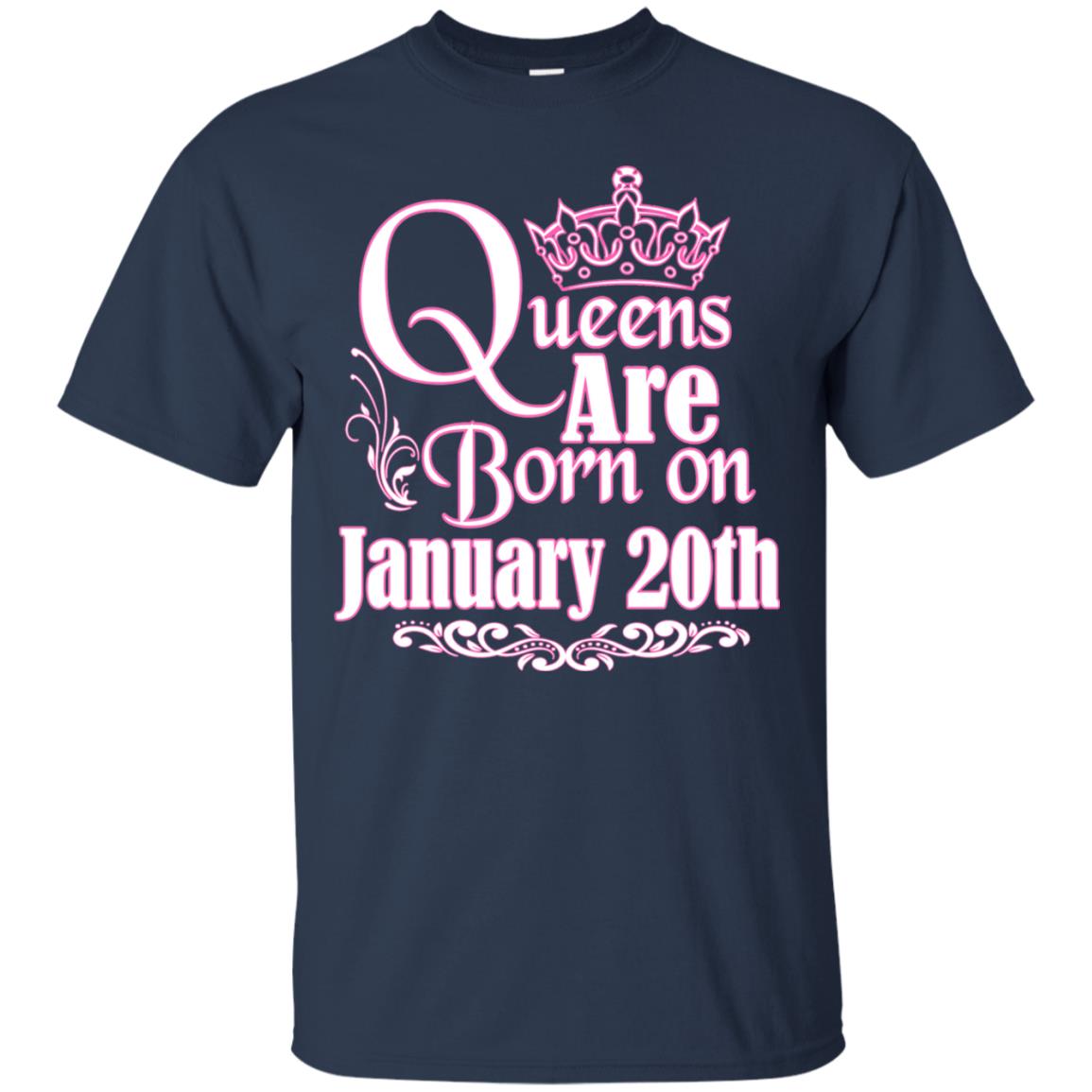 Queens Are Born On January 20th Birthday T-shirt Navy