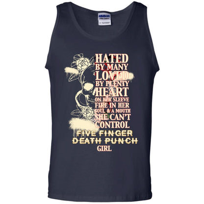 Hated By Many Loved By Plenty Heart On Her Sleeve Fire In Her Soul And Mouth She Can't Control Five Finger Death Punch Girl Navy