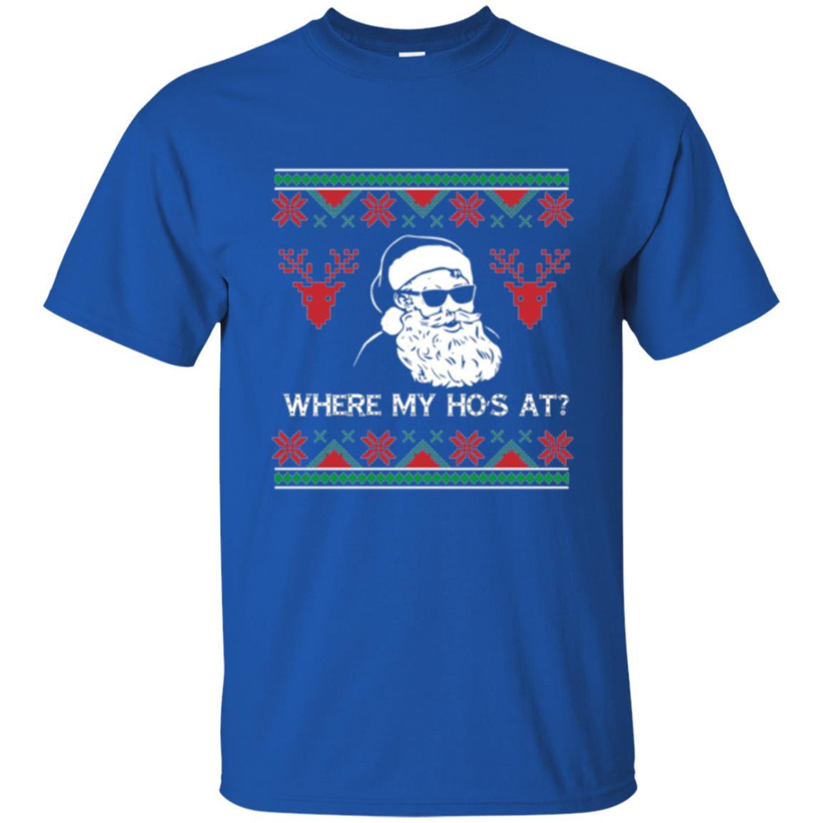 Christmas T-shirt Santa Claus Where My Hos At T-shirt Royal