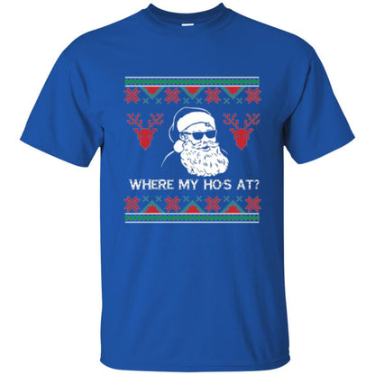Christmas T-shirt Santa Claus Where My Hos At T-shirt Royal