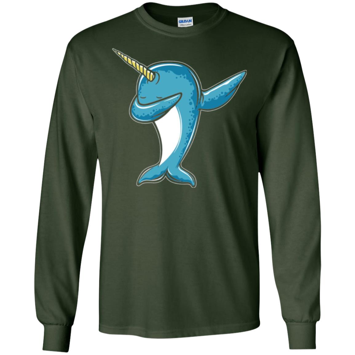 Dabbing Narwhal T-shirt Forest Green