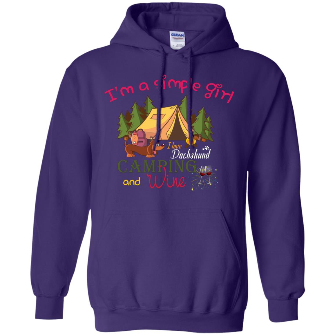 I’m A Simple Girl I Love Dachshund Camping And Wine Shirt Purple