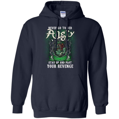 Never Go To Bed Angry Stay Up And Plot Your Revenge Slytherin House Harry Potter Shirt Navy