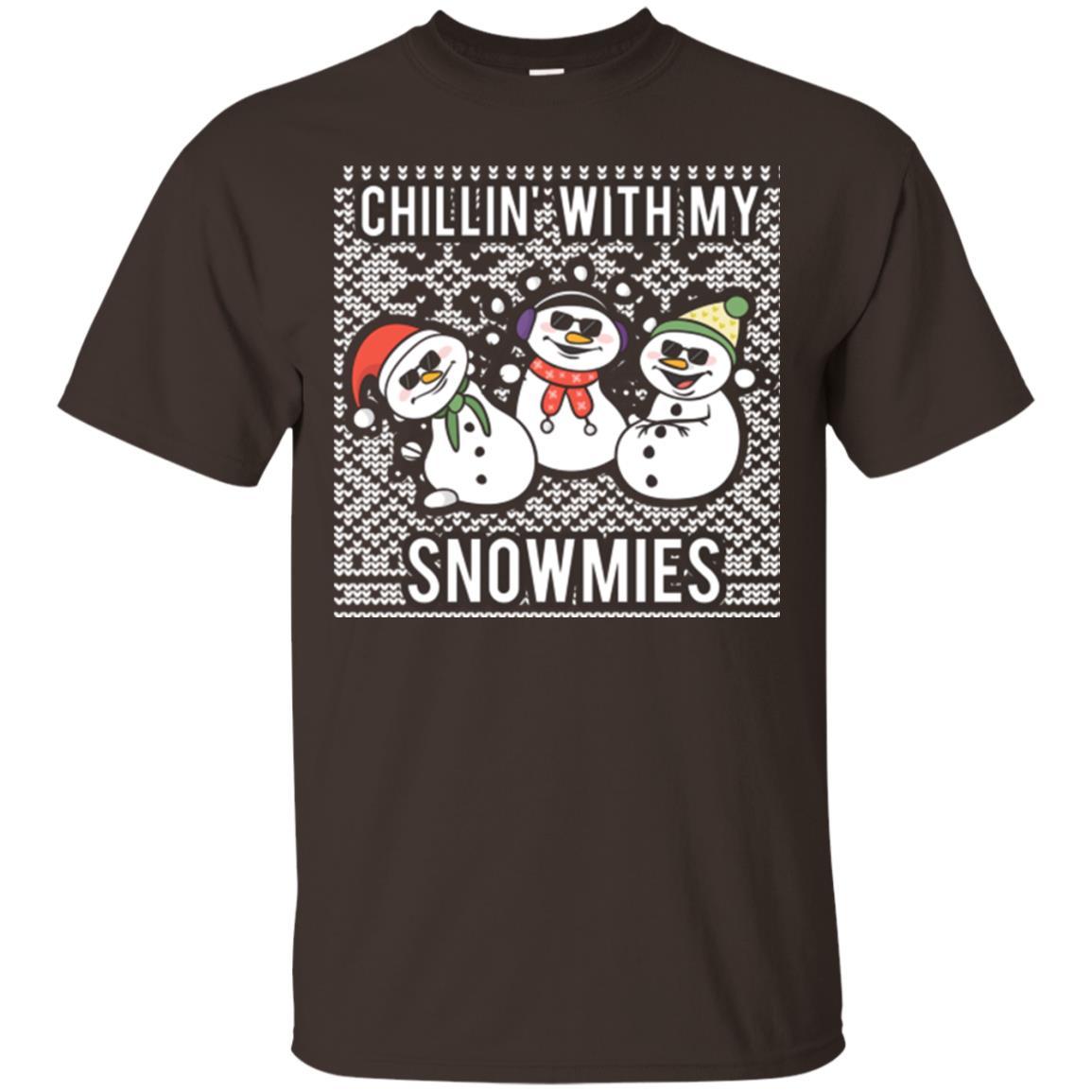 Christmas T-shirt Chillin' With My Snowmies Dark Chocolate