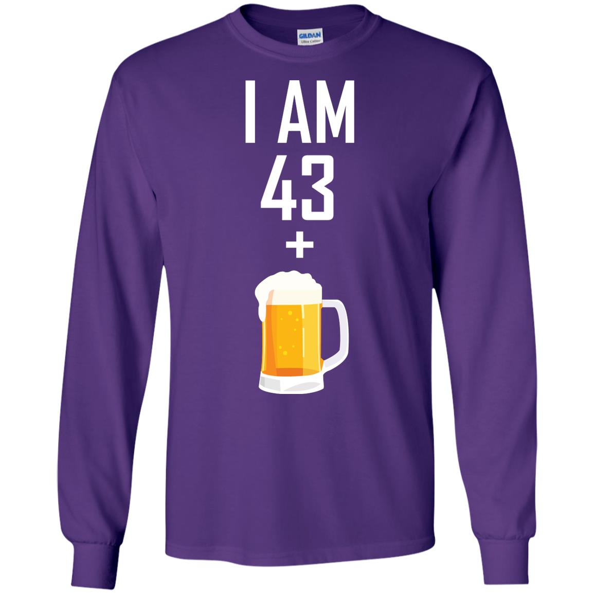 I Am 43 Plus 1 Beer 44th Birthday T-shirt Purple