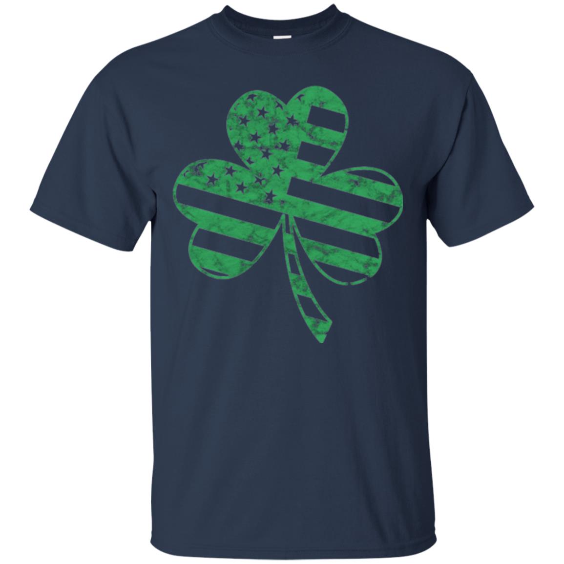 Irish American Flag Shamrock St. Patrick's Day T-shirt Navy