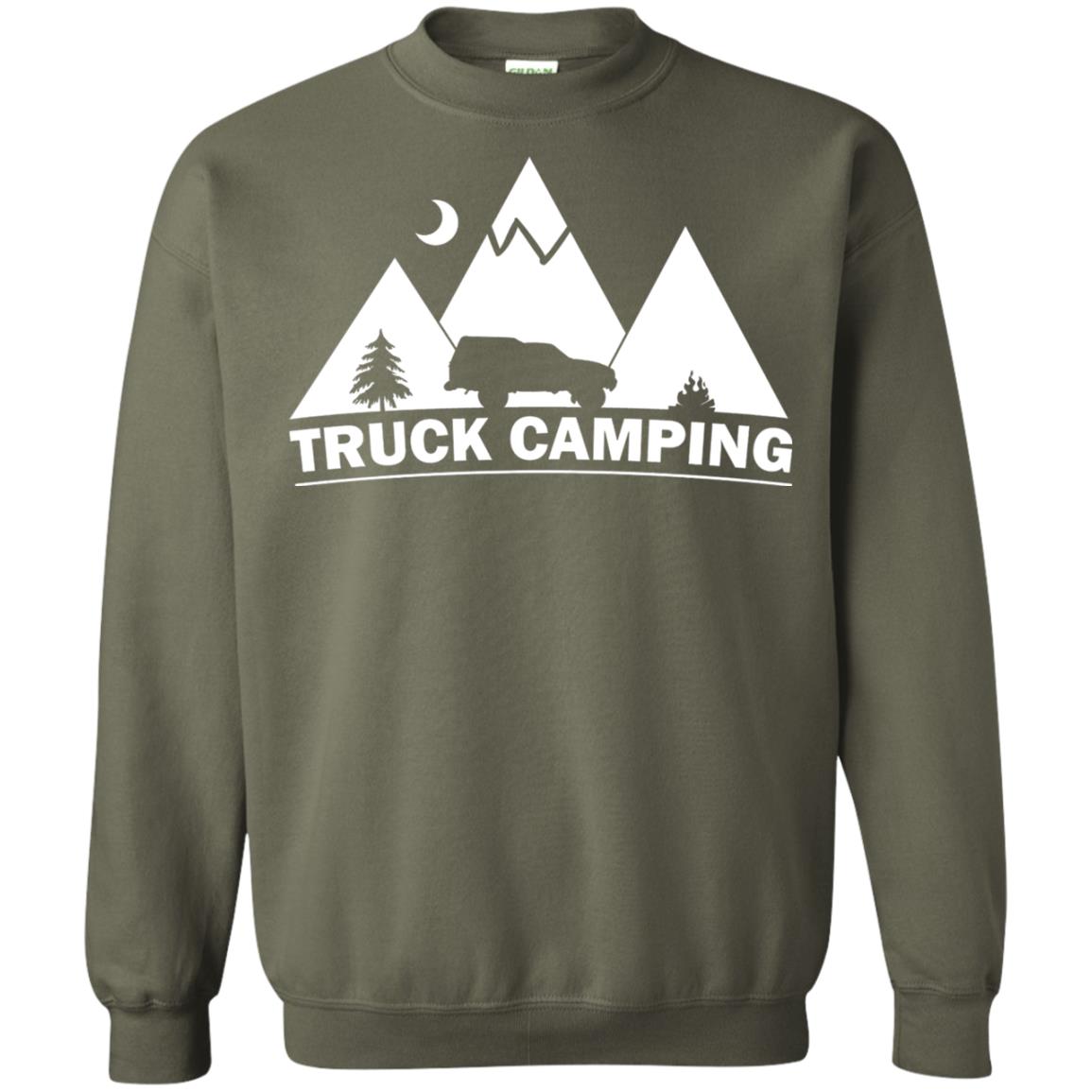 Truck Camping Night Landscape And Adventures T-shirt Military Green