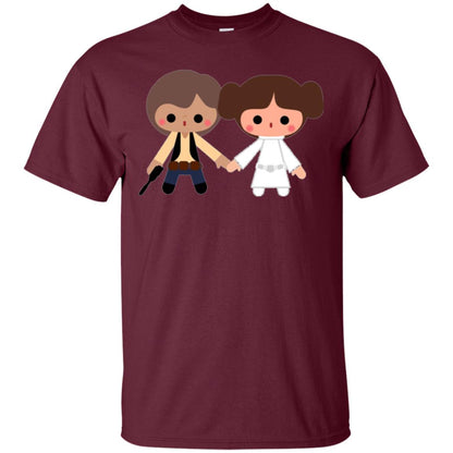 Cartoon T-shirt Han Solo Princess Leia Maroon