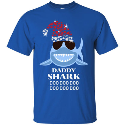 Daddy Shark With Santa Claus Hat Merry X-mas Family Shark Gift Shirt Royal