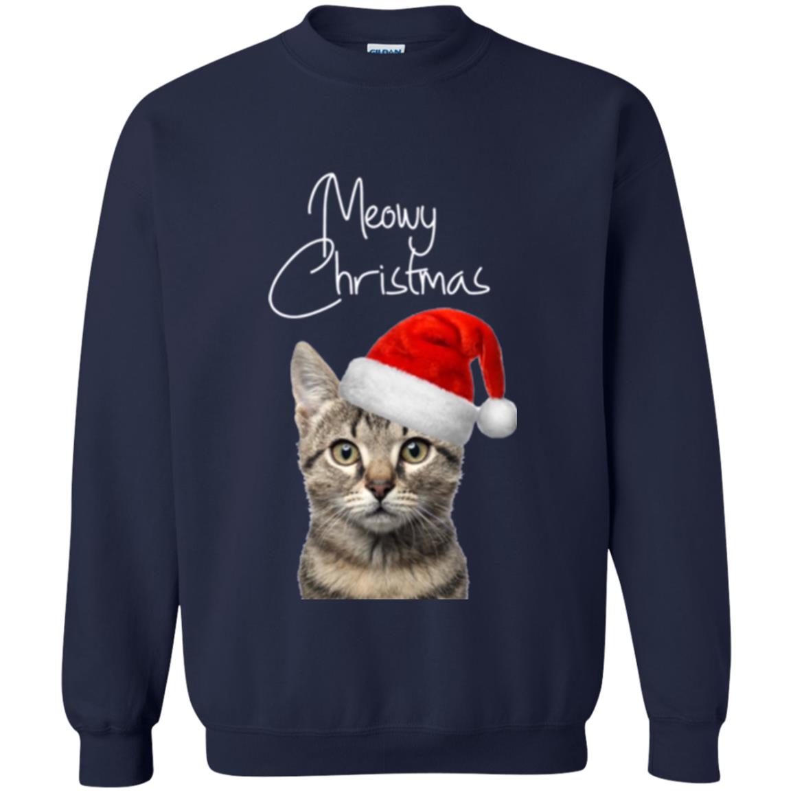 Cat Lovers T-shirt Merry Christmas Navy