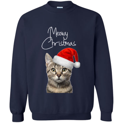 Cat Lovers T-shirt Merry Christmas Navy