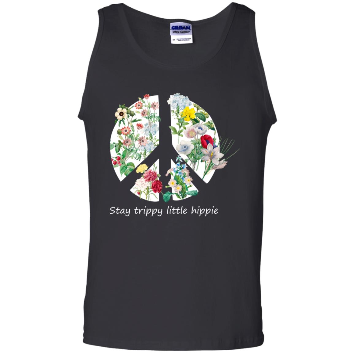 Stay Trippy Little Hippie Peace Sign Shirt Black
