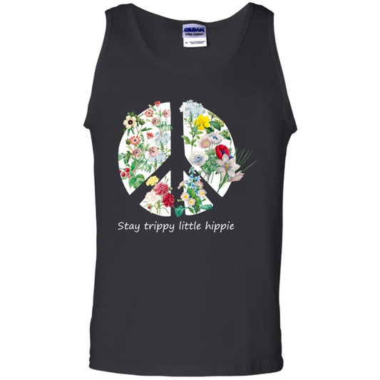 Stay Trippy Little Hippie Peace Sign Shirt Black