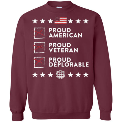 American T-shirt Proud American, Proud Veteran, Proud Deplorable Maroon