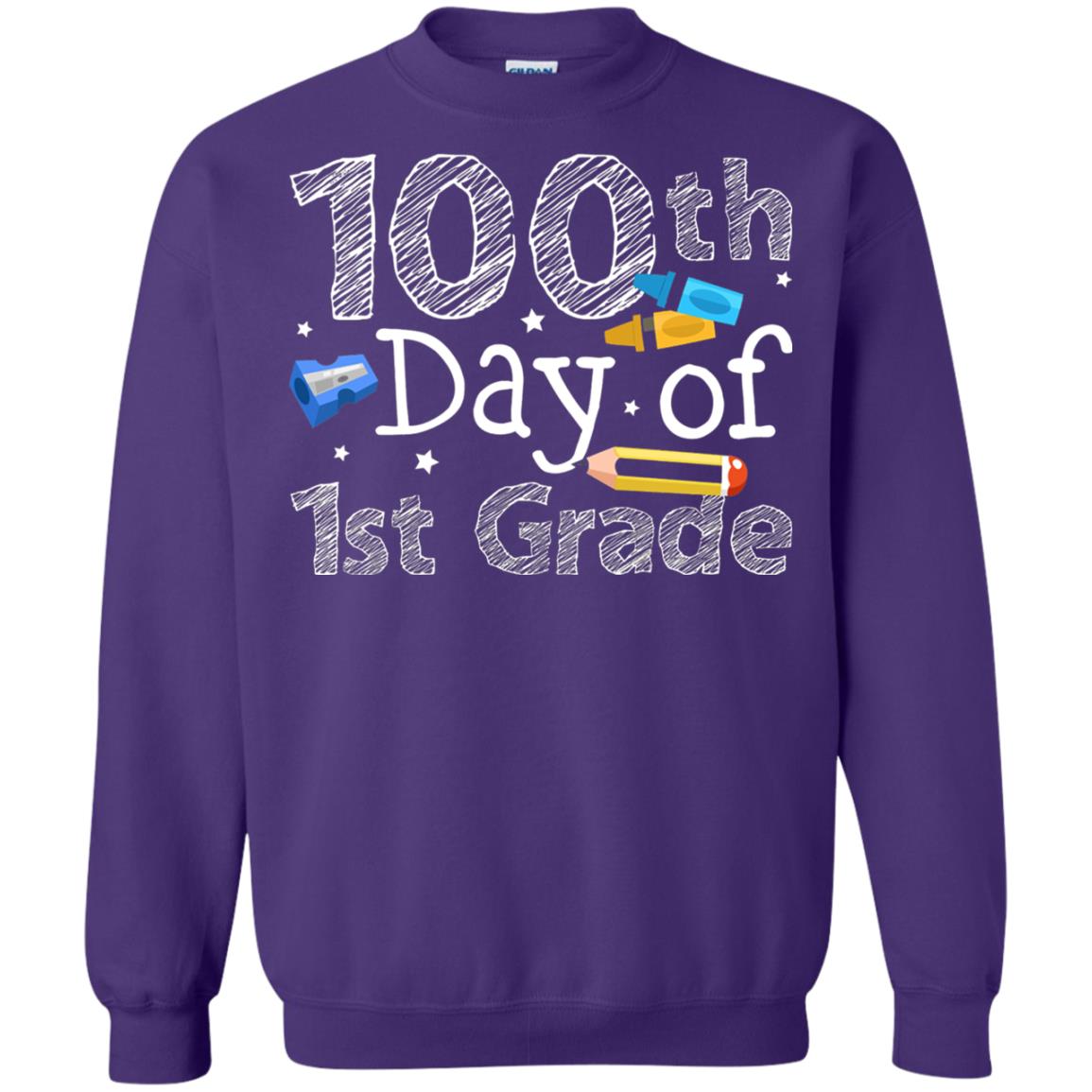 Kindergarten T-shirt 100th Day Of 1st Grade Purple