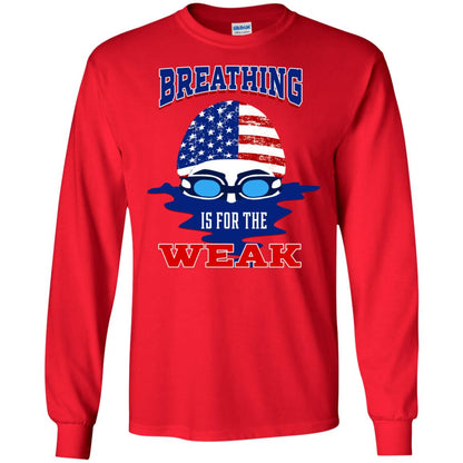Breathing Is For The Weak Swimmer Gift Shirt Red