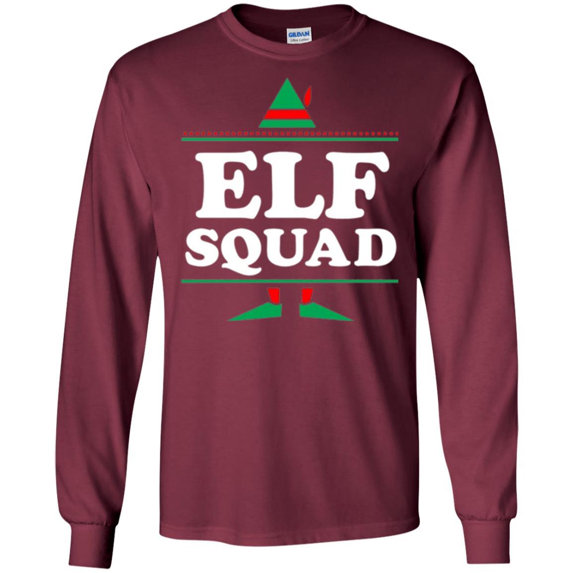 Christmas T-shirt Elf Squad Holiday Family Group Matching Maroon