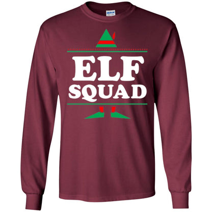 Christmas T-shirt Elf Squad Holiday Family Group Matching Maroon