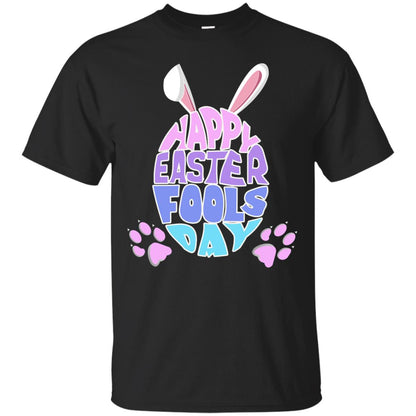 Happy Easter Fools Day Egg With Bunny Ears Shirt Black
