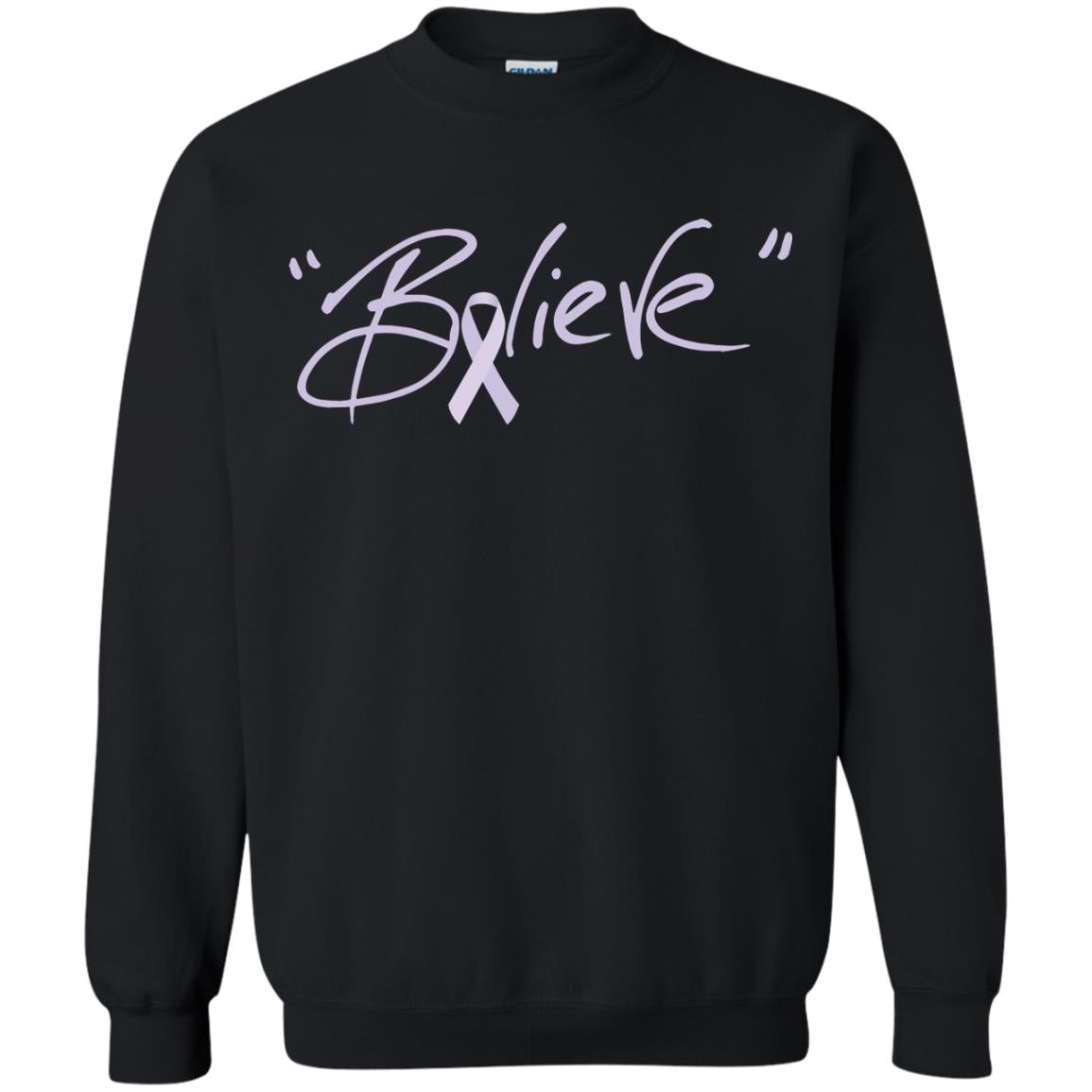 All Cancer Awareness Shirt Lavender Ribbon Believe Black