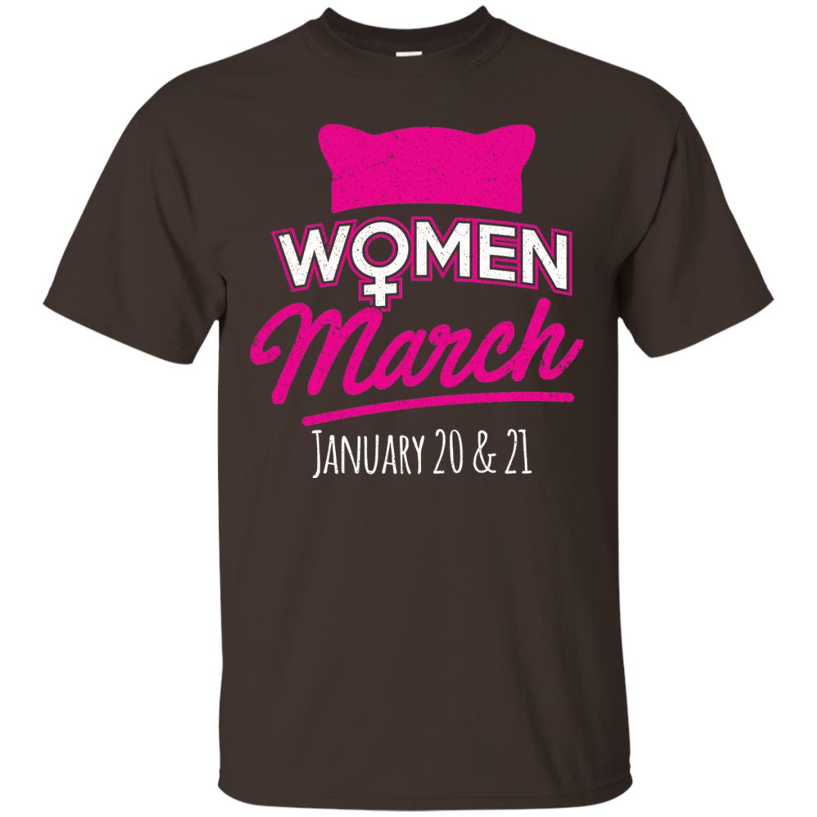Women's Right T-shirt Women March January 2018 Pussycat Ears Hat Dark Chocolate