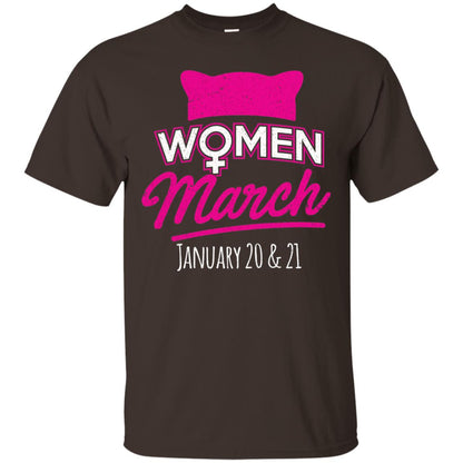 Women's Right T-shirt Women March January 2018 Pussycat Ears Hat Dark Chocolate