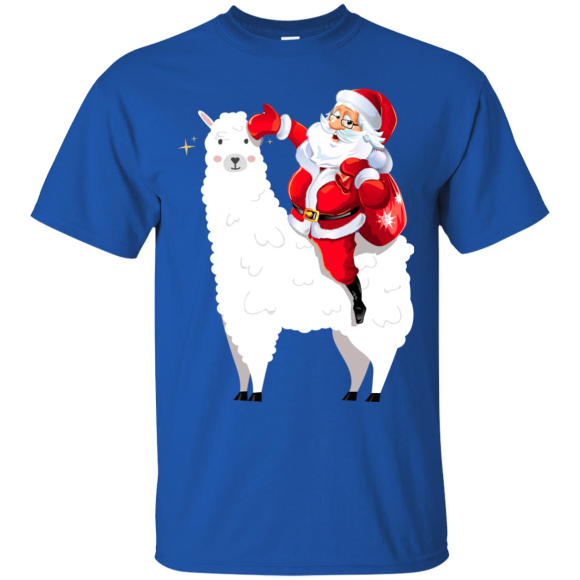 Alpaca Llama And Santa Claus X-mas Gift Shirt Royal