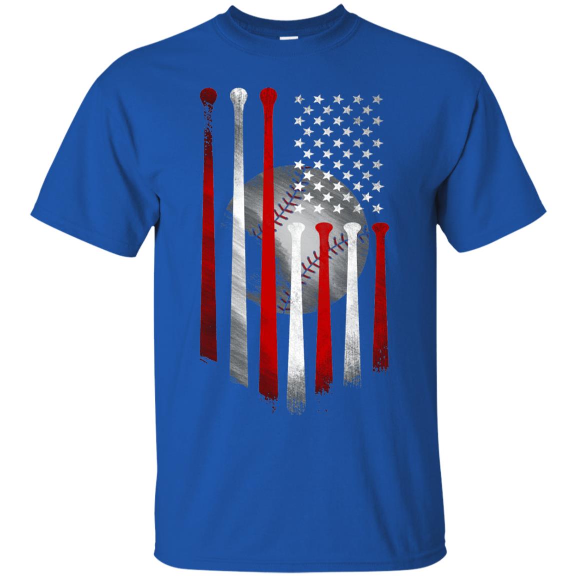 American Flag Baseball Flag Baseball Lover T-shirt Royal