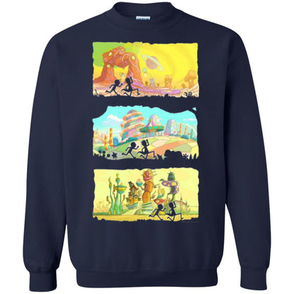 Movie T-shirt Running Silhouettes On Alien Land Navy