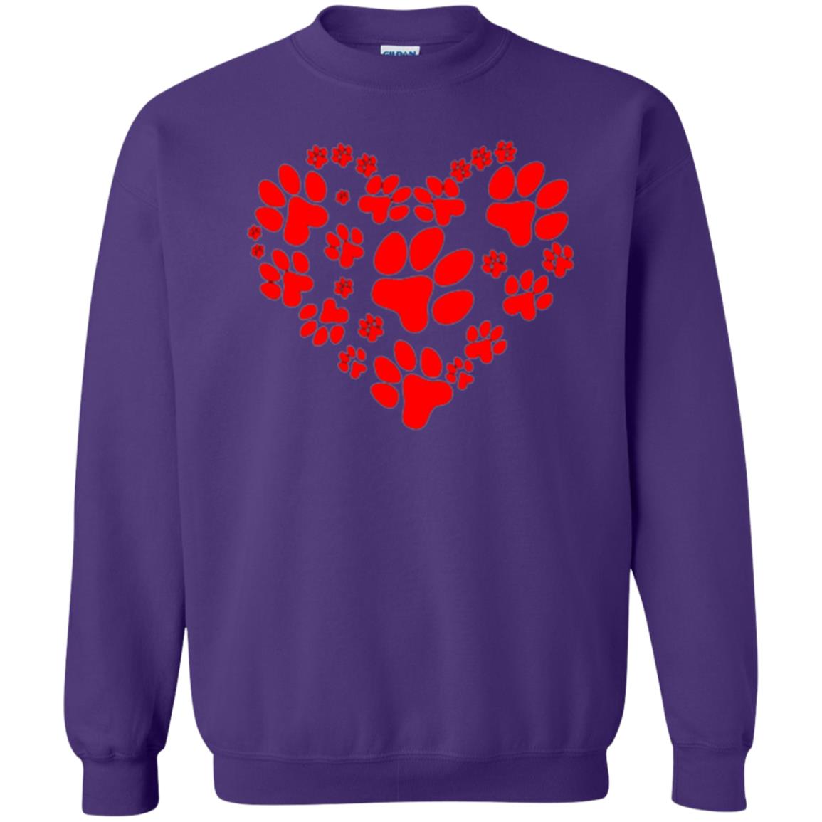 Dog Lover T-shirt Dog Paw Heart Valentine T-shirt Purple