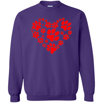 Dog Lover T-shirt Dog Paw Heart Valentine T-shirt Purple
