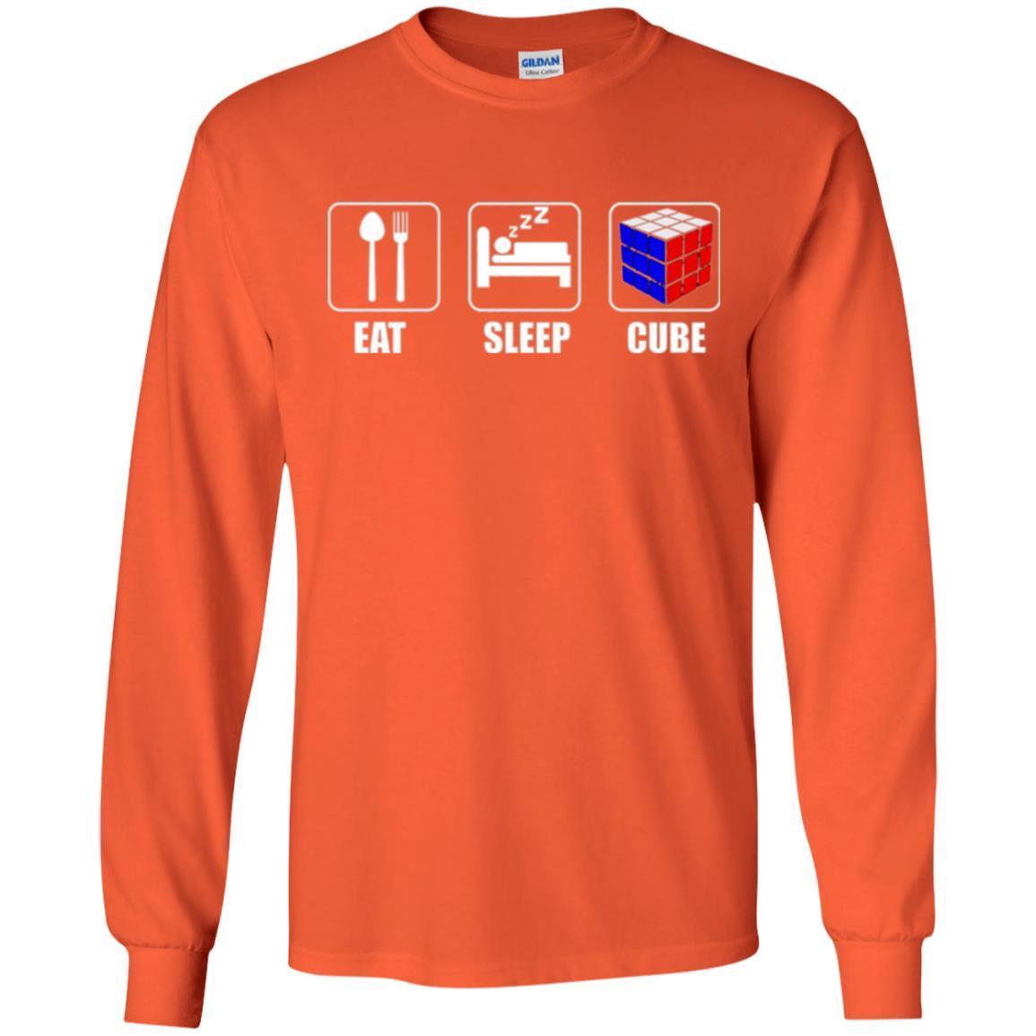 Rubik Lover T-shirt Eat Sleep Cube T-shirt Orange