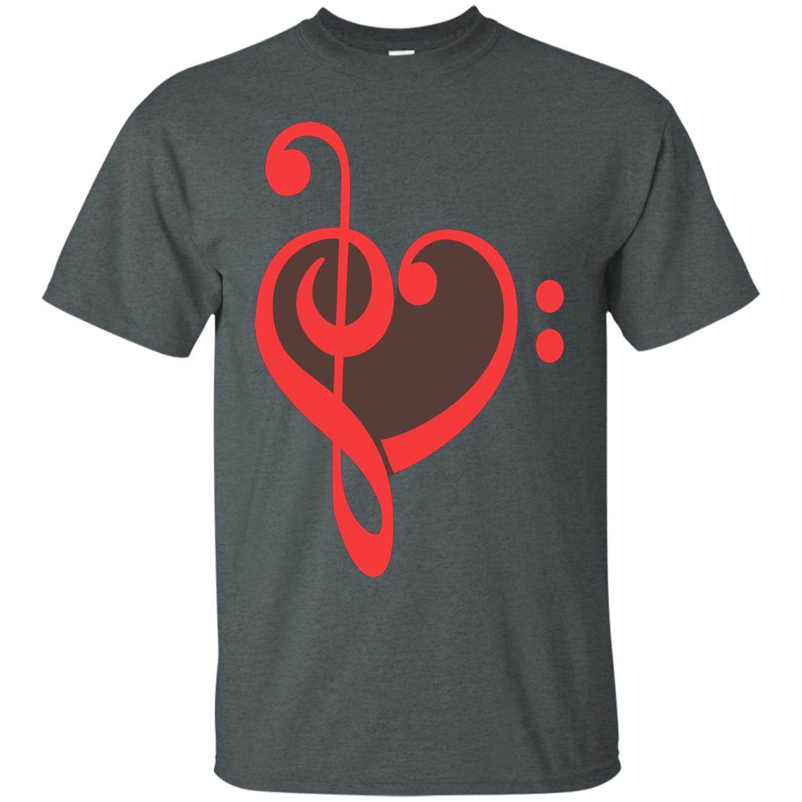 Heart Bass Clef Heart Music Lovers Shirt Dark Heather