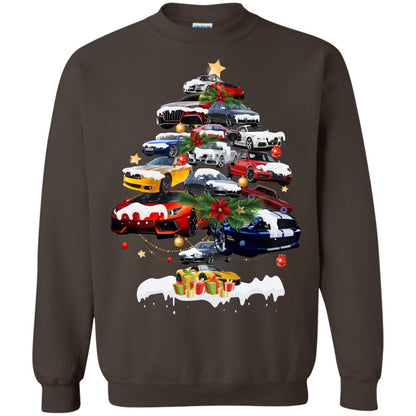 Cars Christmas Tree X-mas Gift Shirt For Mens Or Womens Dark Chocolate