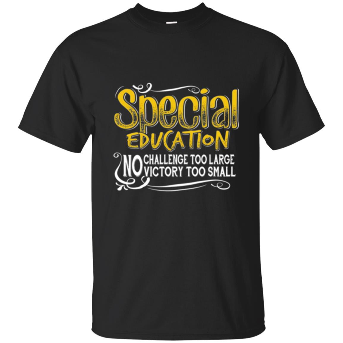 Teacher Mom T-shirt Special Education No Challenge Too Large Black