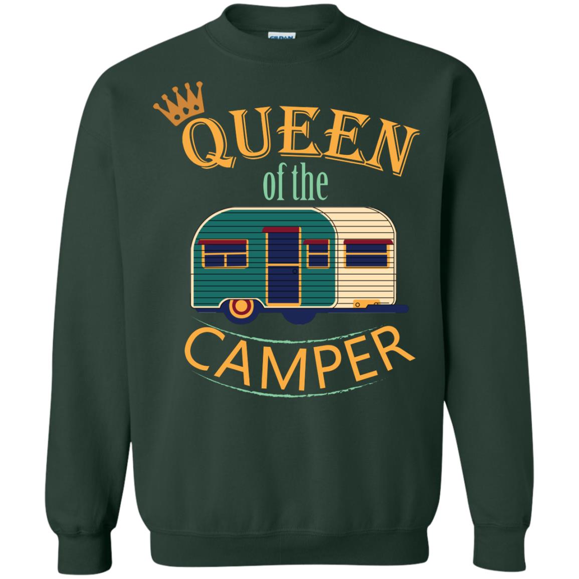 Queen Of The Camper Camping Lover Shirt Forest Green