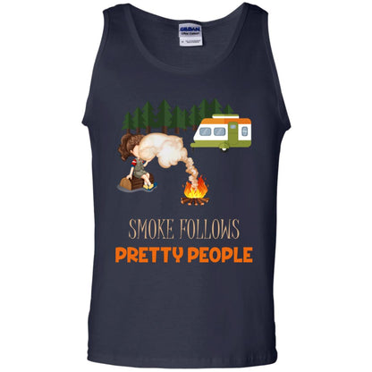 Smoke Follows Pretty People Camping Bbq Gift Shirt Navy