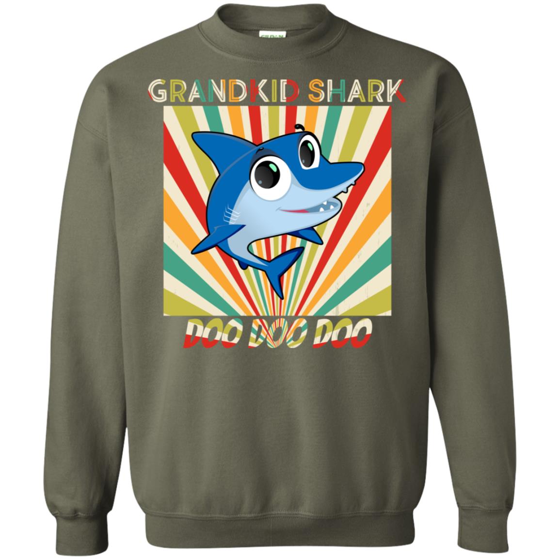 Grandkids Shark Doo Doo Doo Family Shark Gift Shirt Military Green