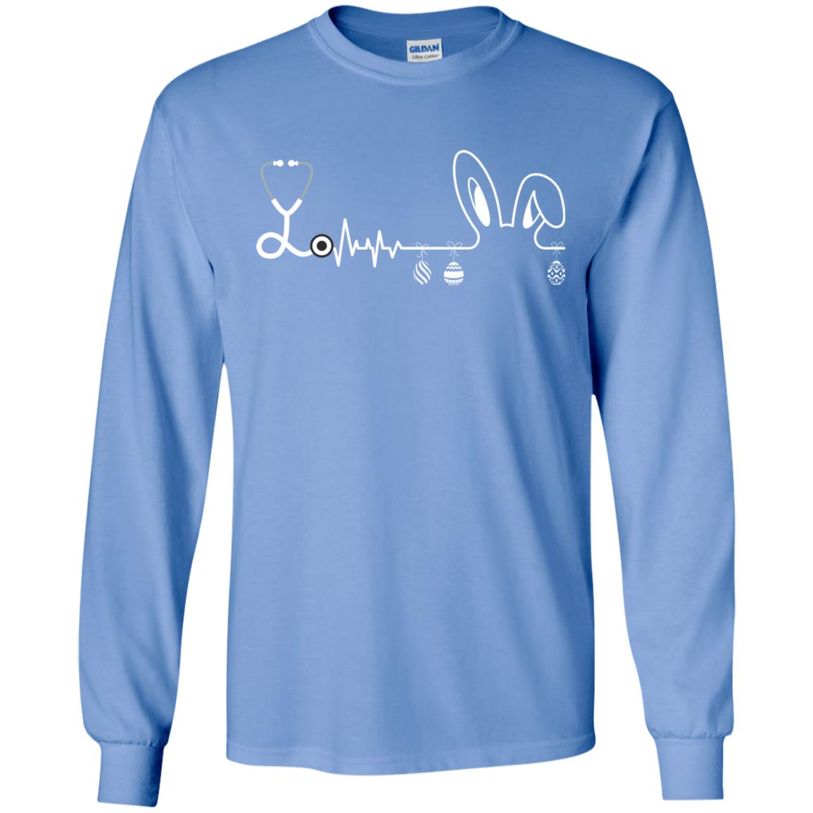 Easter Bunny Nurse Heartbeat T-shirt For Nursing Lover Carolina Blue