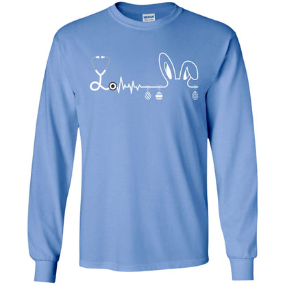 Easter Bunny Nurse Heartbeat T-shirt For Nursing Lover Carolina Blue