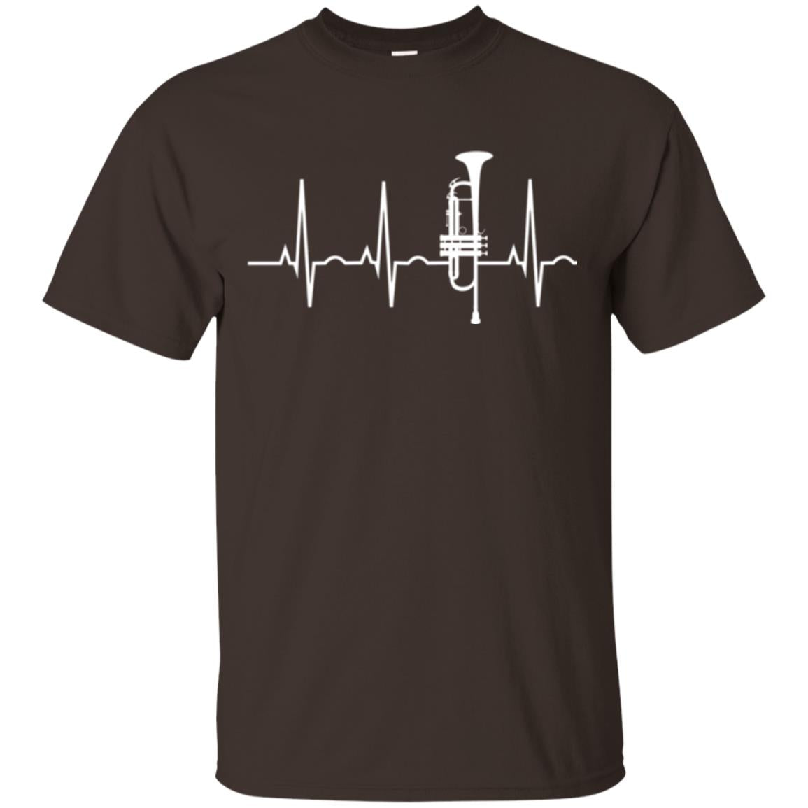 Trumpet Lovers T-shirt Trumpet Heartbeat Dark Chocolate