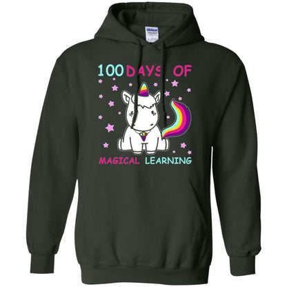 Unicorn Lover T-shirt 100 Days Of Mgical Learning Forest Green