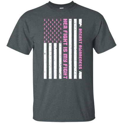 Breast Awareness His Fight Is My Fight Pink Ribbon Stars Flag Of Usa Shirt Dark Heather