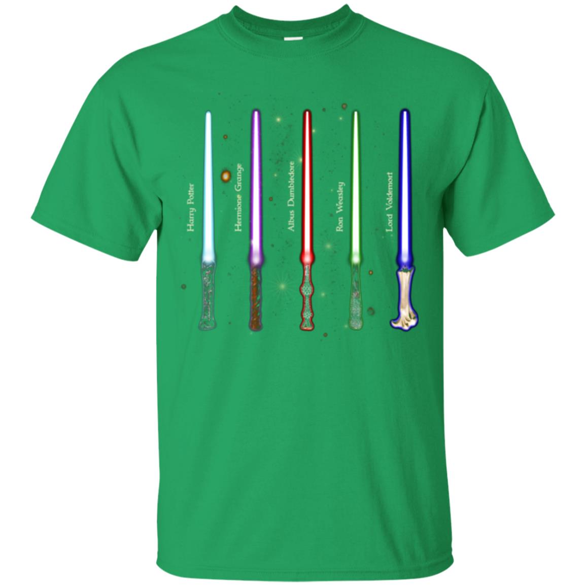 Harry Potter Lightsaber Wands Movie Fan T-shirt Irish Green