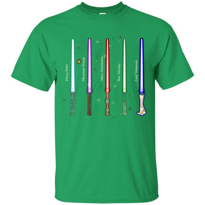 Harry Potter Lightsaber Wands Movie Fan T-shirt Irish Green