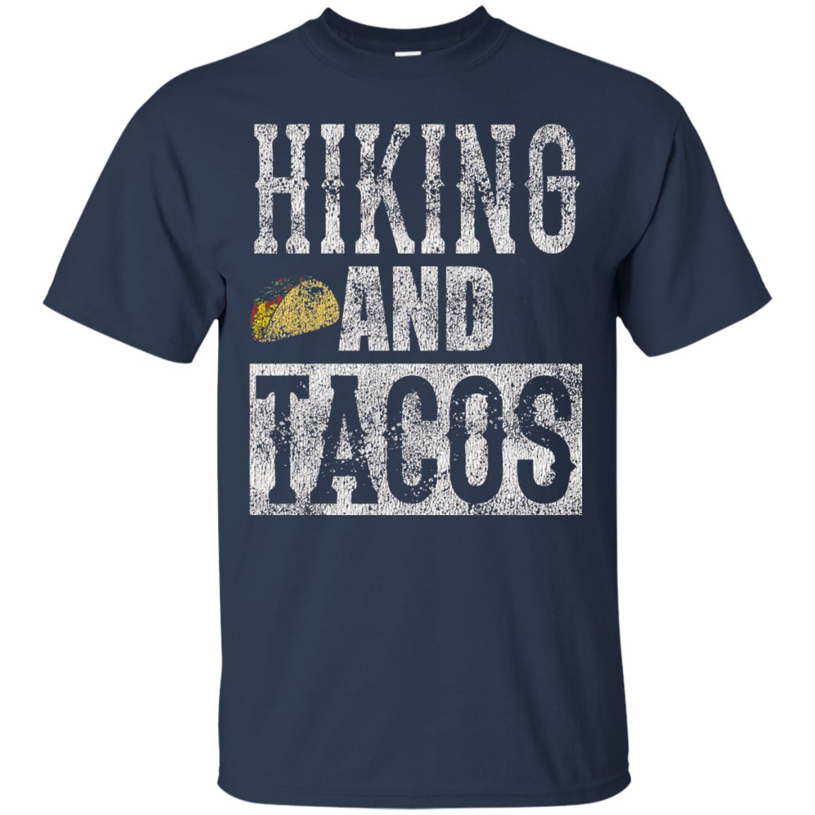 Hiking And Tacos Funny Taco Distressed T-shirt Navy