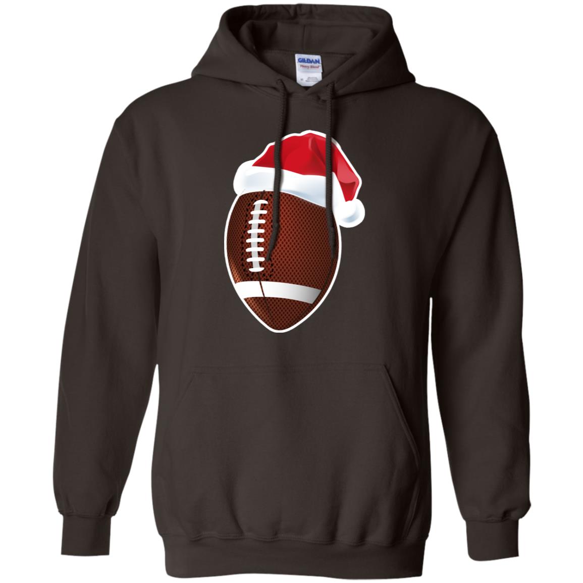Football With Santa Claus Hat X-mas Shirt For Football Lovers Dark Chocolate